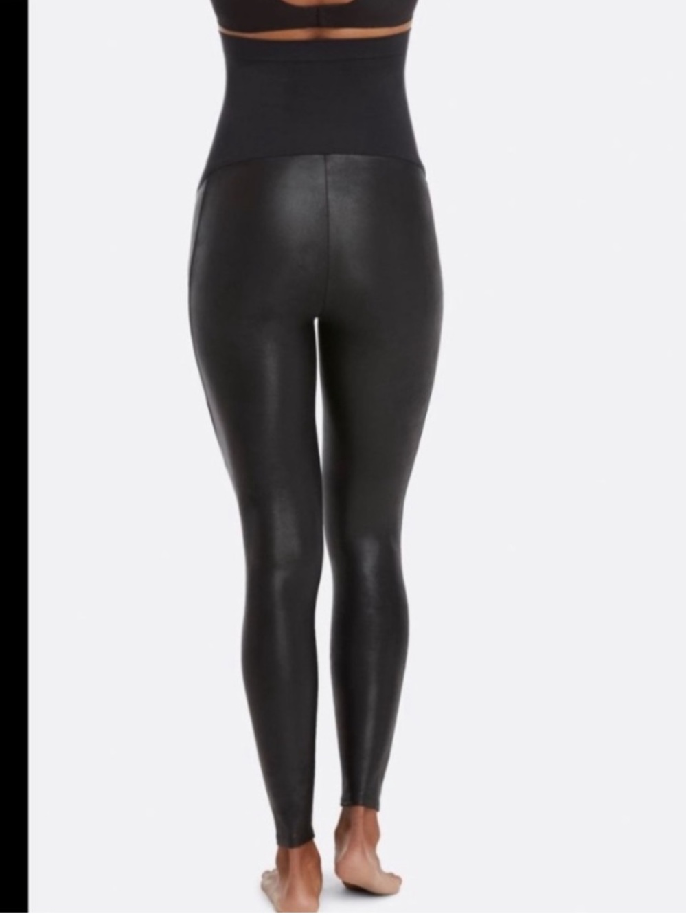 Spanx Black Mama Faux Leather Maternity Leggings Very Black Size Small - Picture 3 of 5